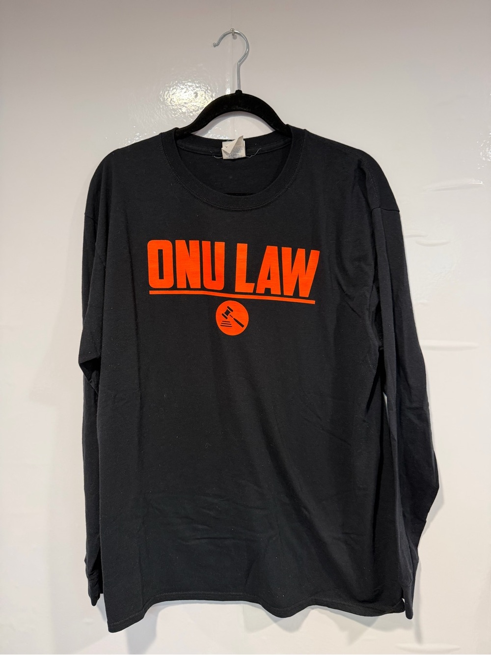 Jerzees Black Long-Sleeve Shirt with Orange ONU LAW Logo